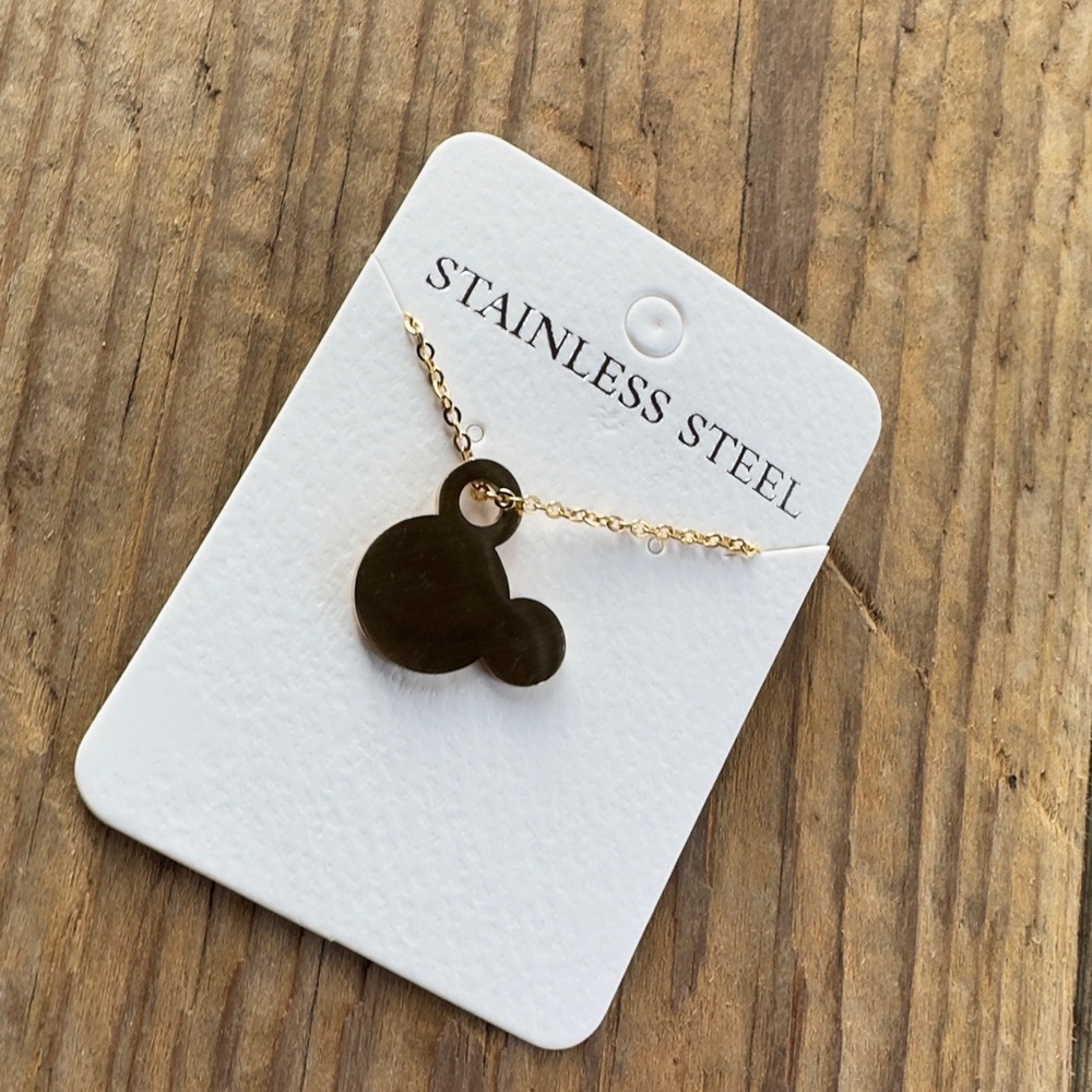 GOLD Minimalist Mickey Stainless Steel Necklace GIFT - Picture 7 of 9